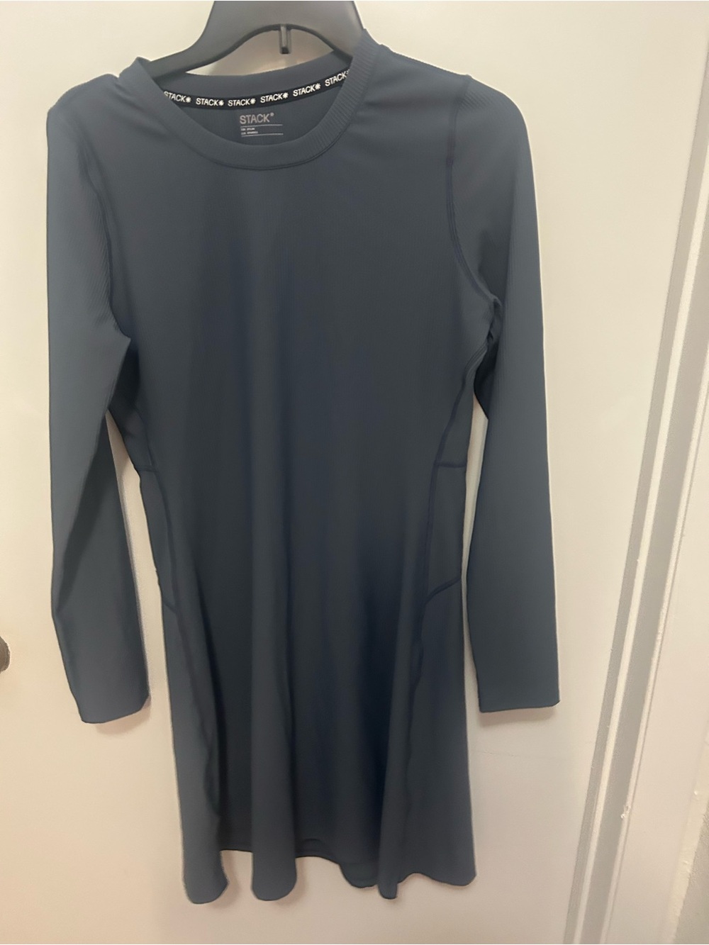 STACKx Long Sleeve Crewneck Dress in Dark Gray